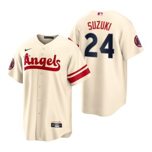 HighQuality Los Angeles Angels #24 Kurt Suzuki Cream Men's MLB Nike 2022 City Connect Game Jersey