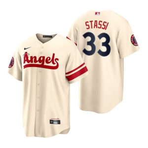 Fantastic Los Angeles Angels #33 Max Stassi Cream Men's MLB Nike 2022 City Connect Game Jersey