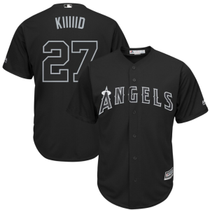 Superb Angels of Anaheim #27 Mike Trout Black Kiiiiid Players Weekend Cool Base Stitched MLB Jersey
