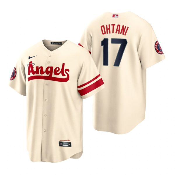 Exceptional Los Angeles Angels #17 Shohei Ohtani Cream Men's MLB Nike 2022 City Connect Game Jersey