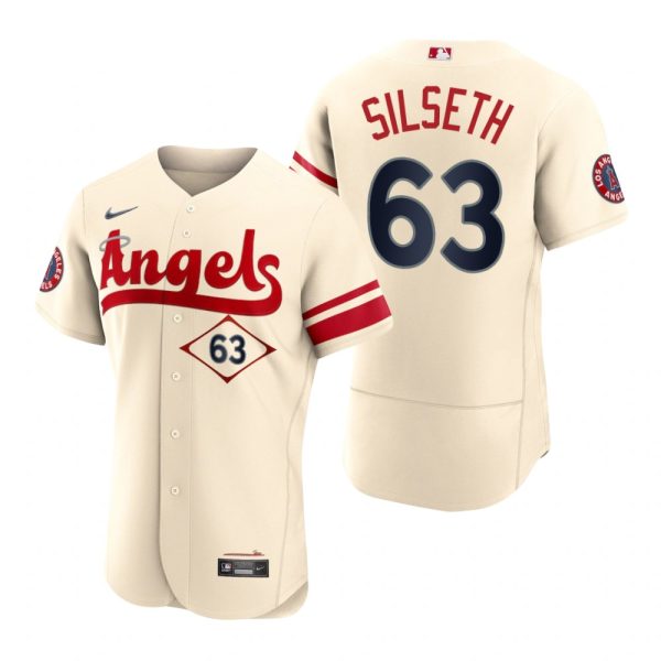 HighQuality Los Angeles Angels #63 Chase Silseth Cream Men's MLB Nike Authentic 2022 City Connect Jersey