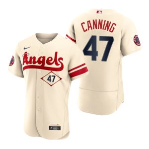 Fantastic Los Angeles Angels #47 Griffin Canning Cream Men's MLB Nike Authentic 2022 City Connect Jersey