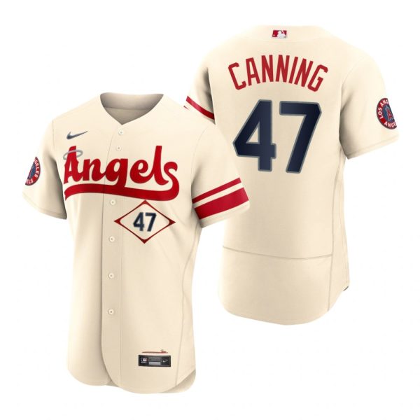 Fantastic Los Angeles Angels #47 Griffin Canning Cream Men's MLB Nike Authentic 2022 City Connect Jersey