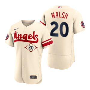 Impressive Los Angeles Angels #20 Jared Walsh Cream Men's MLB Nike Authentic 2022 City Connect Jersey