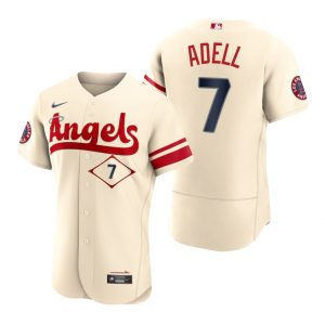 Stunning Los Angeles Angels #7 Jo Adell Cream Men's MLB Nike Authentic 2022 City Connect Jersey