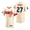 Exceptional Los Angeles Angels #27 Mike Trout Cream Men's MLB Nike Authentic 2022 City Connect Jersey