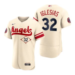 Outstanding Los Angeles Angels #32 Raisel Iglesias Cream Men's MLB Nike Authentic 2022 City Connect Jersey