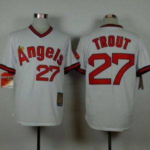 HighQuality Angels of Anaheim #27 Mike Trout White 1980 Turn Back The Clock Stitched MLB Jersey