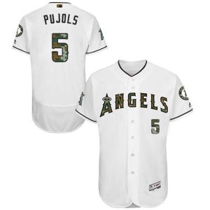Premium Angels of Anaheim #5 Albert Pujols White Flexbase Authentic Collection Memorial Day Stitched MLB Jersey