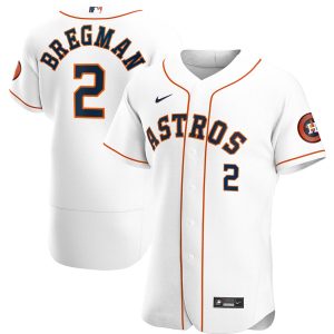 Impressive Houston Astros #2 Alex Bregman Men's Nike White Home 2020 Authentic Player MLB Jersey
