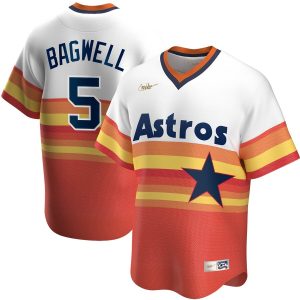 Fantastic Houston Astros #5 Jeff Bagwell Nike Home Cooperstown Collection Player MLB Jersey White