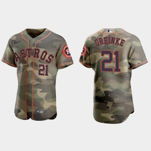Impressive Houston Astros #21 Zack Greinke Men's Nike 2021 Armed Forces Day Authentic MLB Jersey  Camo