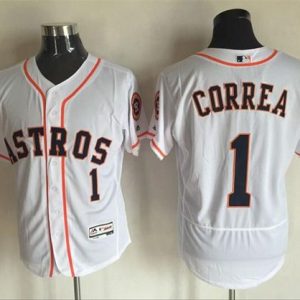 Amazing Astros #1 Carlos Correa White Flexbase Authentic Collection Stitched MLB Jersey