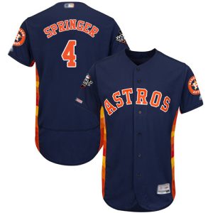 Amazing Astros #4 George Springer Navy Blue Flexbase Authentic Collection 2019 World Series Bound Stitched MLB Jersey