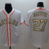 Outstanding Astros #27 Jose Altuve White 2017 World Series Champions Gold Program Cool Base Stitched MLB Jersey