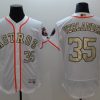 Exceptional Astros #35 Justin Verlander White FlexBase Authentic 2017 World Series Champions Gold Program Stitched MLB Jersey