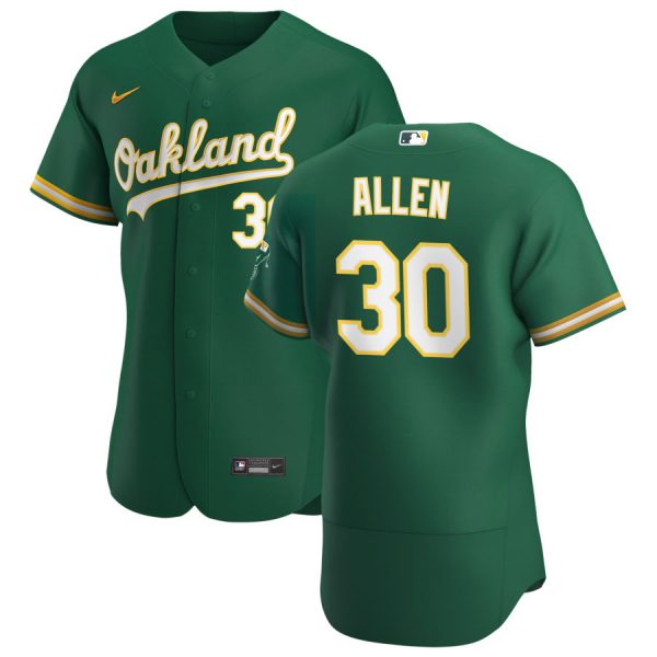 Amazing Oakland Athletics #30 Austin Allen Men's Nike Kelly Green Alternate 2020 Authentic Player MLB Jersey