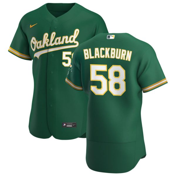 Fantastic Oakland Athletics #58 Paul Blackburn Men's Nike Kelly Green Alternate 2020 Authentic Player MLB Jersey