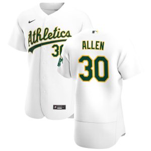Delightful Oakland Athletics #30 Austin Allen Men's Nike White Home 2020 Authentic Player MLB Jersey