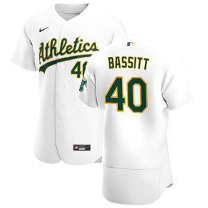 Impressive Oakland Athletics #40 Chris Bassitt Men's Nike White Home 2020 Authentic Player MLB Jersey