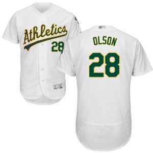 Amazing Athletics #28 Matt Olson White Flexbase Authentic Collection Stitched MLB Jersey