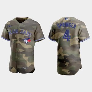 Superb Toronto Blue Jays #4 George Springer Men's Nike 2021 Armed Forces Day Authentic MLB Jersey  Camo