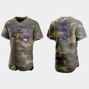 Superb Toronto Blue Jays #3 Jonathan Davis Men's Nike 2021 Armed Forces Day Authentic MLB Jersey  Camo