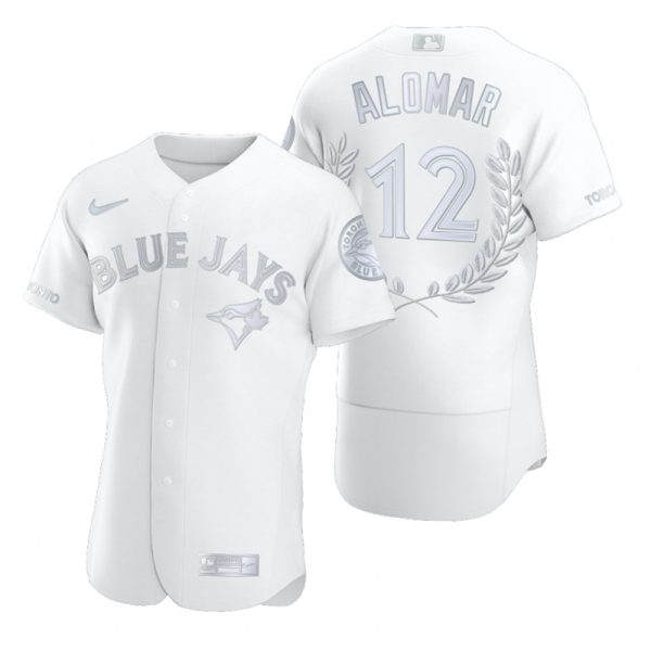 Fantastic Toronto Blue Jays #12 Roberto Alomar Men's Nike Platinum MLB MVP Limited Player Edition Jersey