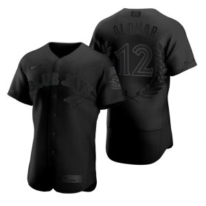 Impressive Toronto Blue Jays #12 Roberto Alomar  Men's Nike Black MLB MVP Limited Player Edition Jersey