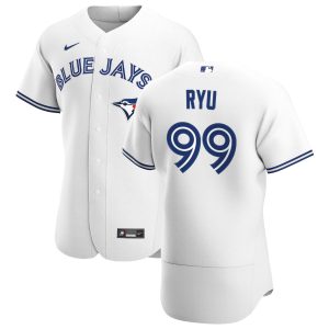 Stunning Toronto Blue Jays #99 Hyun Jin Ryu Men's Nike White Home 2020 Authentic Player MLB Jersey