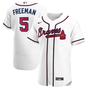 Exceptional Atlanta Braves #5 Freddie Freeman Men's Nike White Home 2020 Authentic Player MLB Jersey