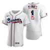 Premium Atlanta Braves #1 Ozzie Albies Men's Nike White Fluttering USA Flag Limited Edition Authentic MLB Jersey