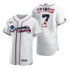 Premium Atlanta Braves #7 Dansby Swanson Men's Nike White Fluttering USA Flag Limited Edition Authentic MLB Jersey