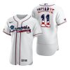 Stunning Atlanta Braves #11 Ender Inciarte Men's Nike White Fluttering USA Flag Limited Edition Authentic MLB Jersey