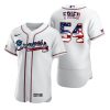 Fantastic Atlanta Braves #54 Max Fried Men's Nike White Fluttering USA Flag Limited Edition Authentic MLB Jersey