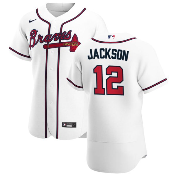 Superb Atlanta Braves #12 Alex Jackson Men's Nike White Home 2020 Authentic Player MLB Jersey