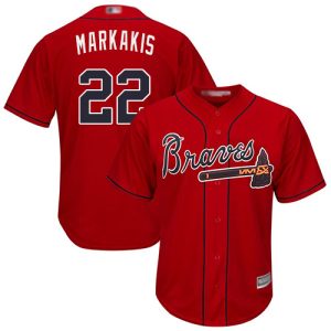 Delightful Braves #22 Nick Markakis Red Cool Base Stitched MLB Jersey