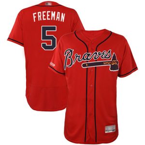 Delightful Braves #5 Freddie Freeman Red Flexbase Authentic Collection Stitched MLB Jersey