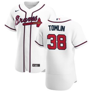 Delightful Atlanta Braves #38 Josh Tomlin Men's Nike White Home 2020 Authentic Player MLB Jersey