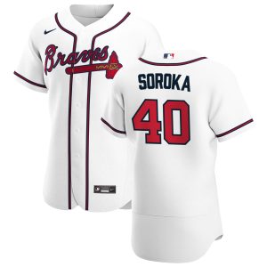 Delightful Atlanta Braves #40 Mike Soroka Men's Nike White Home 2020 Authentic Player MLB Jersey