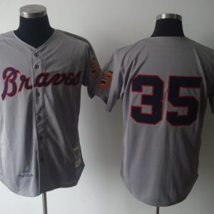 Outstanding Mitchell And Ness 1969 Braves #35 Phil Niekro Grey Stitched MLB Jersey