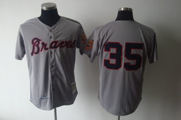 Outstanding Mitchell And Ness 1969 Braves #35 Phil Niekro Grey Stitched MLB Jersey