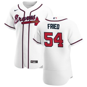 Stunning Atlanta Braves #54 Max Fried Men's Nike White Home 2020 Authentic Player MLB Jersey