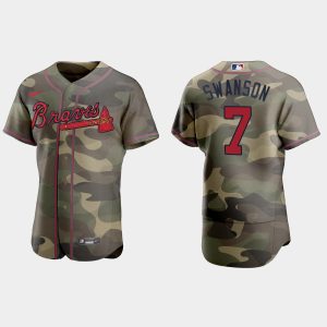 Fantastic Atlanta Braves #7 Dansby Swanson Men's Nike 2021 Armed Forces Day Authentic MLB Jersey  Camo