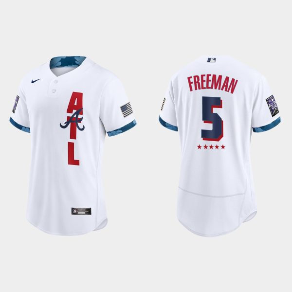 Stunning Atlanta Braves #5 Freddie Freeman 2021 MLB All Star Game Authentic White Jersey
