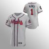 Fantastic Atlanta Braves #1 Ozzie Albies Men's Nike 150th Anniversary 2021 World Series Authentic MLB Jersey   Grey
