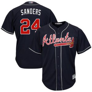 Stunning Braves #24 Deion Sanders Navy Blue New Cool Base Stitched MLB Jersey