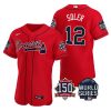 Premium Atlanta Braves #12 Jorge Soler Men's Nike 150th Anniversary 2021 World Series Authentic MLB Jersey   Red