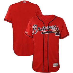 Superb Braves Blank Red Flexbase Authentic Collection Stitched MLB Jersey