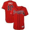Premium Braves #10 Chipper Jones Red Flexbase Authentic Collection Stitched MLB Jersey